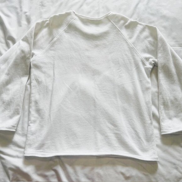 DKNY Ladies Top Medium White Logo Raw Hems read - Picture 7 of 7